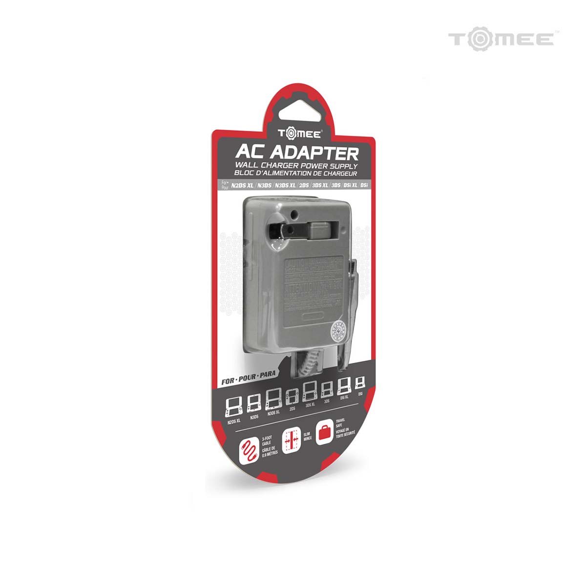 AC adapter wall charger for Nintendo 3DS, 3DS XL, 2DS, New 2DS XL, DSi & DSi XL - US plug | Tomee - 1