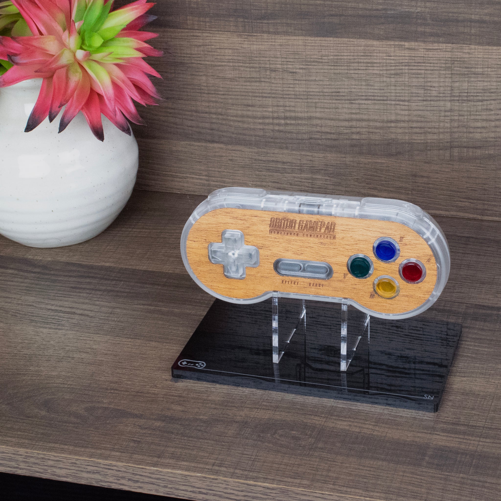Acrylic display Stand for 8BitDo SN30 Wireless Controller (SNES) | Rose Colored - 5