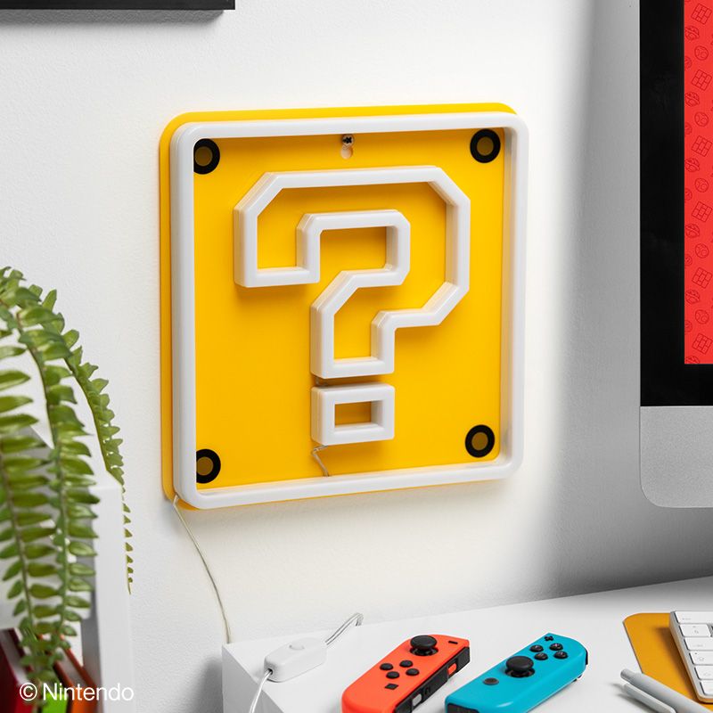 Super Mario Question Block Wall Mountable LED Neon Light | Paladone