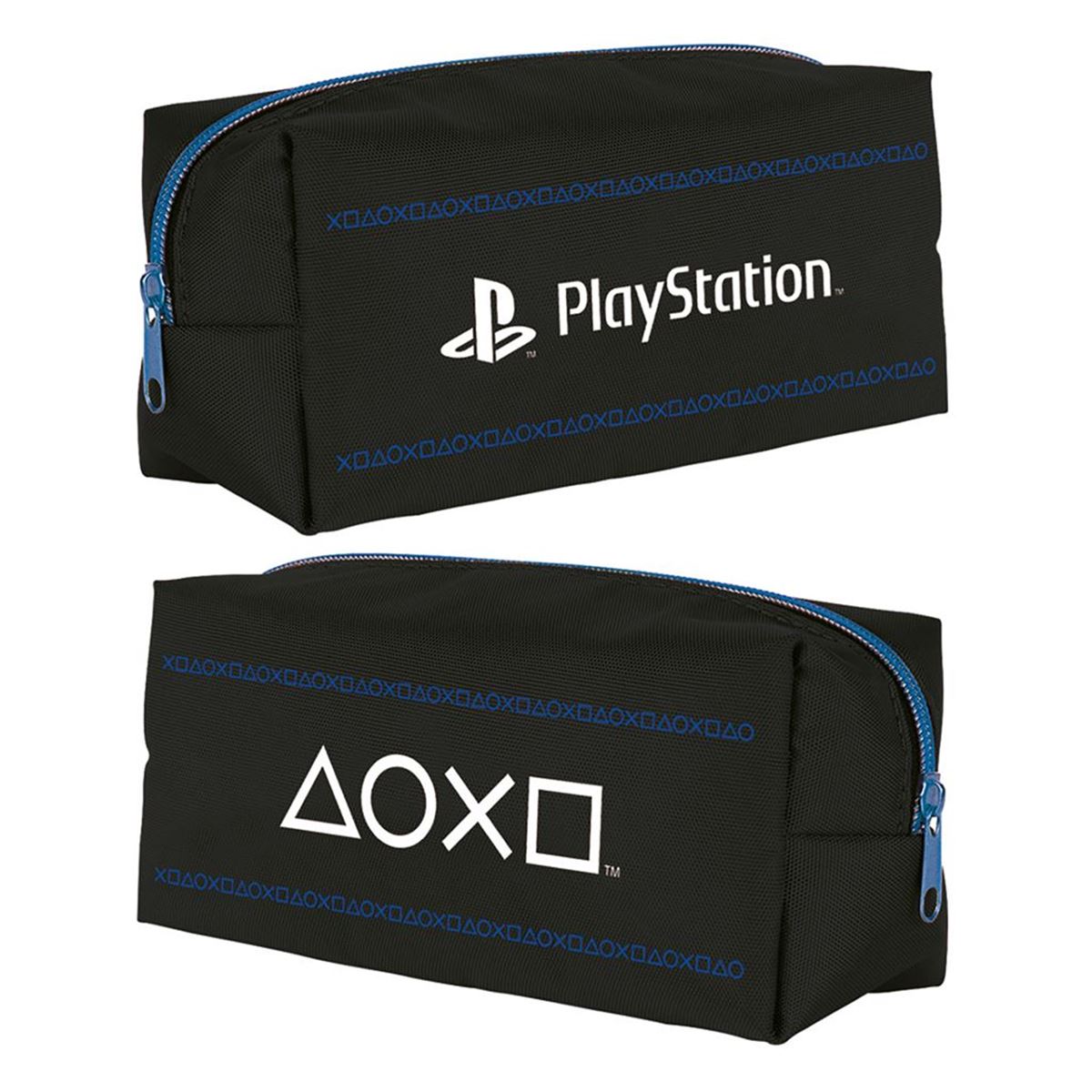 PlayStation pinstripe dark square zip up pencil case stationery pouch | Pyramid