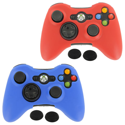 ZedLabz controller cover skin & thumb grip twin pack for Microsoft Xbox 360 - red & blue