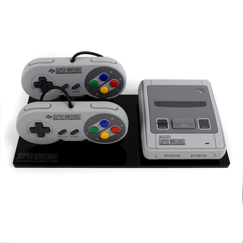 Displai Pro stand for Nintendo SNES Super Classic PAL/European console & controllers - Crystal Black | Rose Colored Gaming