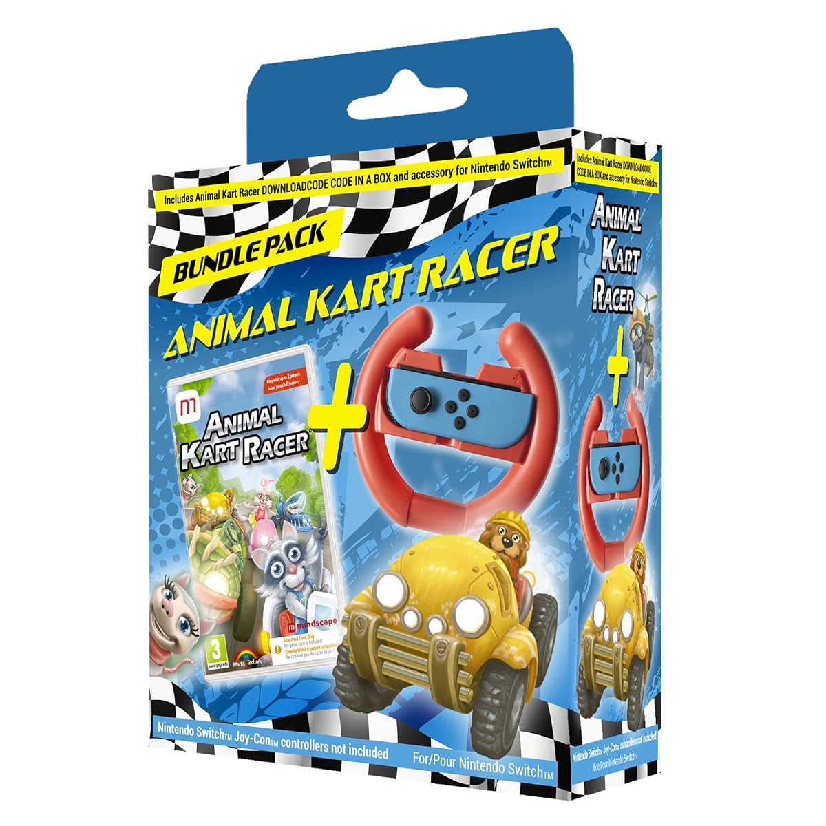 Animal Kart Racer Bundle (Code in a Box) with Steering Wheel for Nintendo Switch | Mindscape - 1
