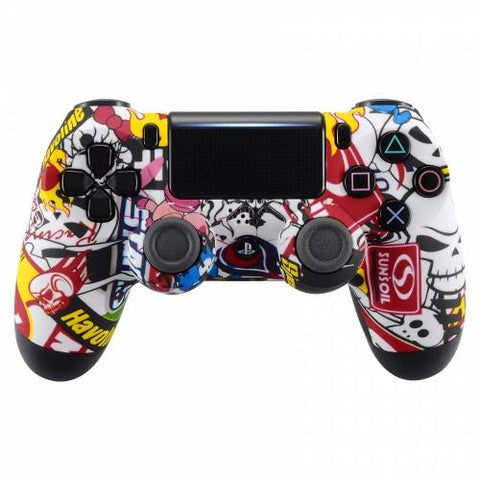 ZedLabz replacement soft touch front housing face plate for Sony PS4 Pro JDM-040 controllers - sticker bomb