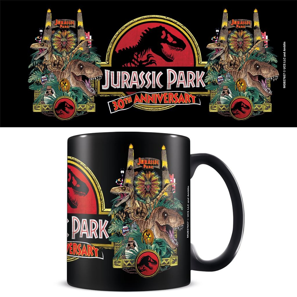 Jurassic Park 30th anniversary official mug 11oz/315ml black ceramic | Pyramid