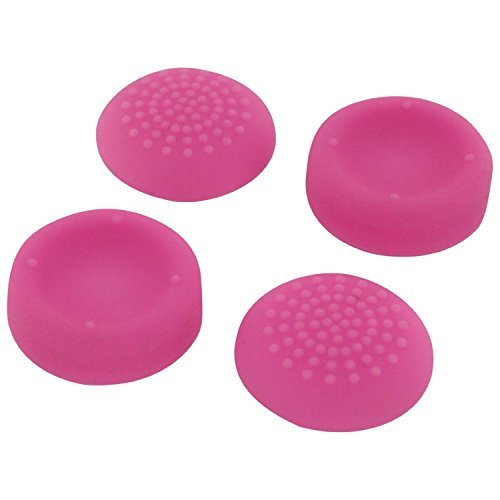 Assecure concave & convex soft silicone thumb grips for Sony PS4. Analogue thumb stick non slip grip caps for Playstation 4 controller, pack of 4 - Pink - 6