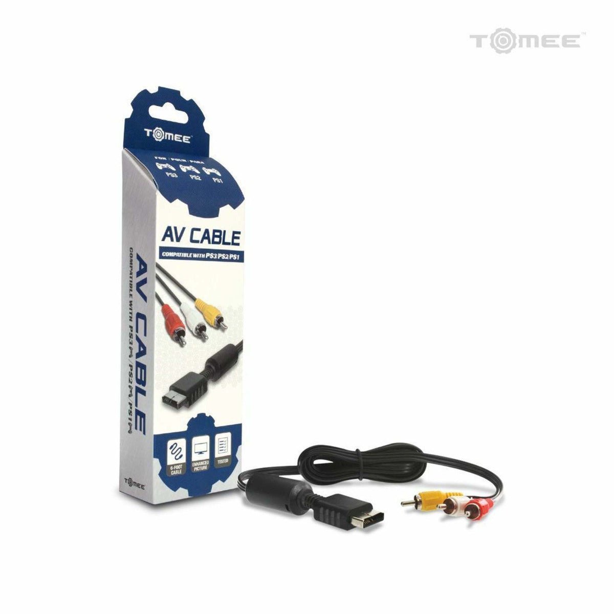 AV cable for Sony PS1, PS2 & PS3 audio video composite TV hookup lead | Tomee - 3