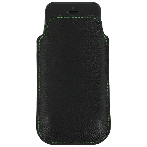 Real leather slip case for iPhone SE 5 5s Made In England - Black & Green | ZedLabz