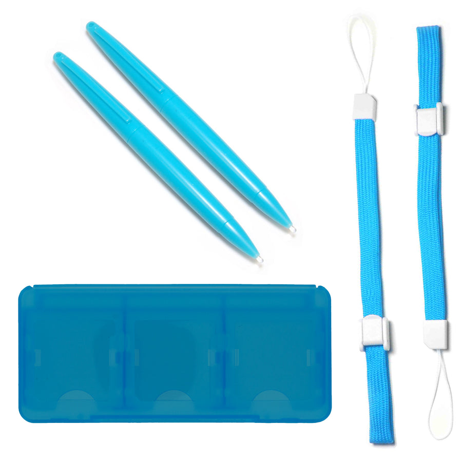 Accessory kit for Nintendo 2DS 3DS XL DS game case stylus wrist strap 5 in 1 - Blue | ZedLabz
