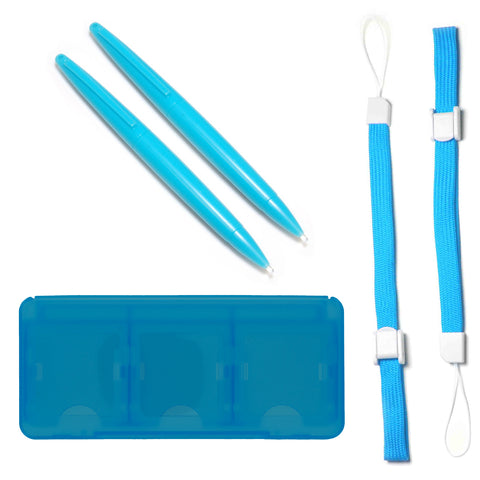 Accessory kit for Nintendo 2DS 3DS XL DS game case stylus wrist strap 5 in 1 - Blue | ZedLabz