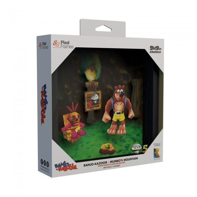 Banjo & Kazooie Mumbo's Mountain (1998) shadow box art officially licensed 9x9 inch (23x23cm) | Pixel Frames - 1