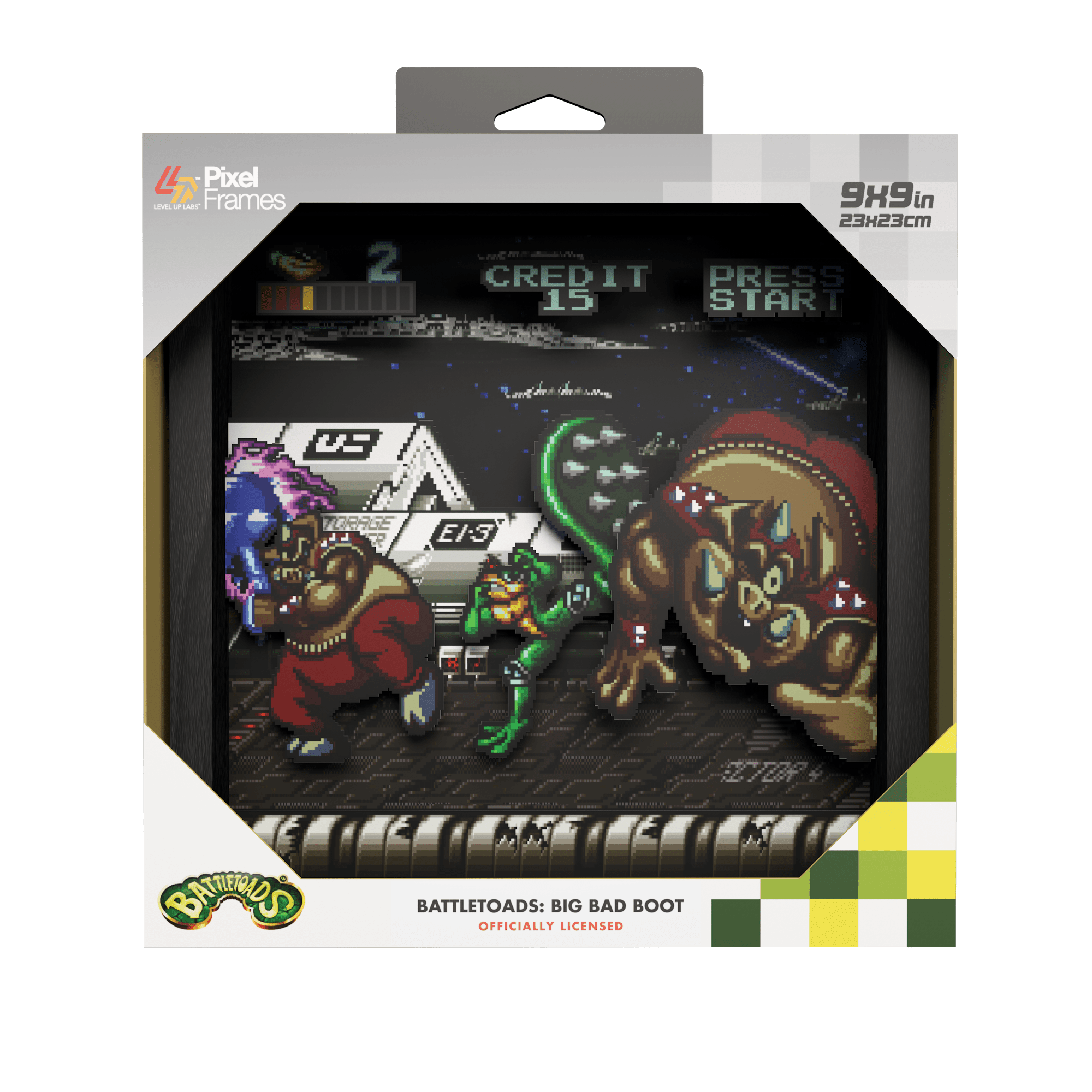 Battletoads: Big bad boot video game (1994) shadow box art officially licensed 9x9 inch (23x23cm) | Pixel Frames - 7