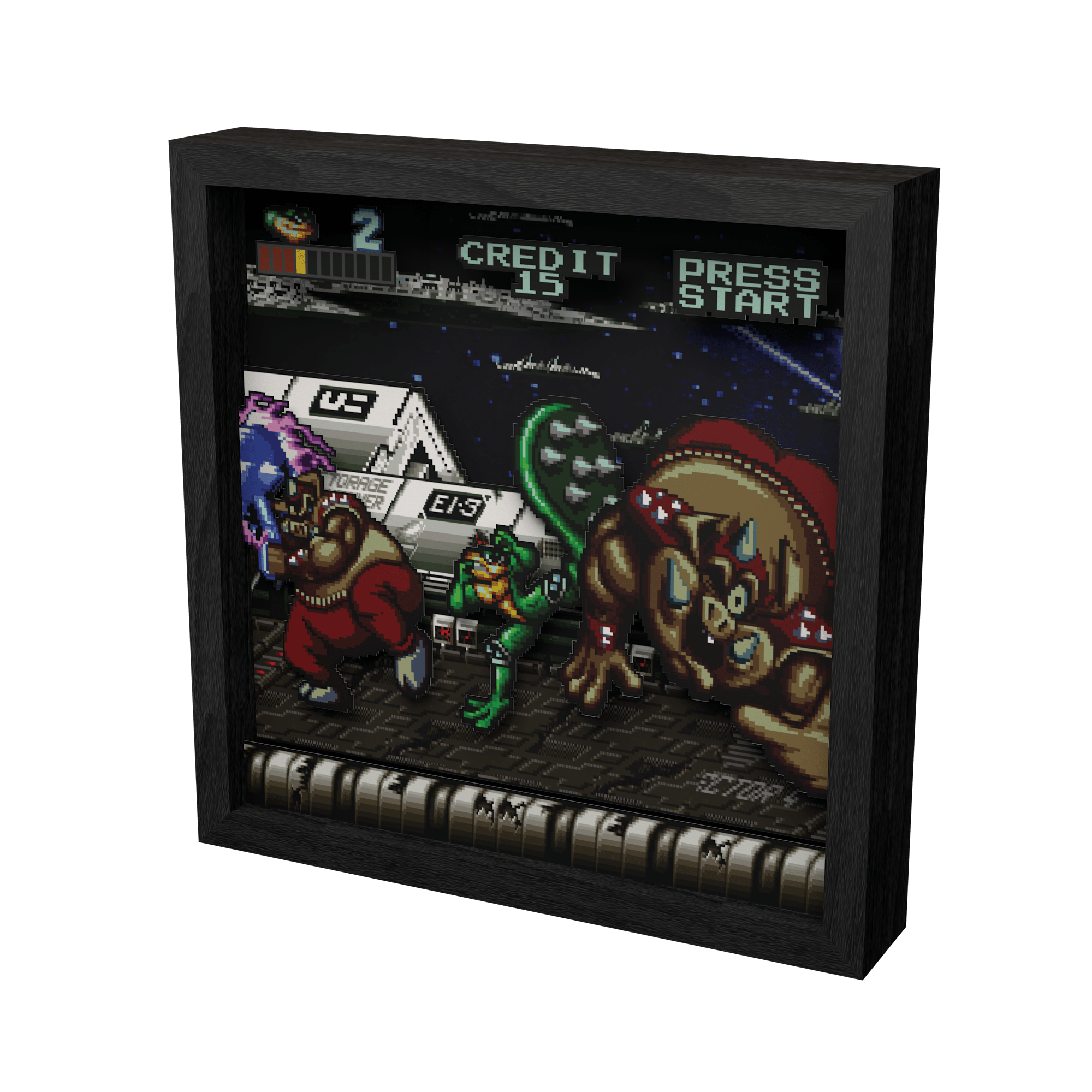 Battletoads: Big bad boot video game (1994) shadow box art officially licensed 9x9 inch (23x23cm) | Pixel Frames - 4