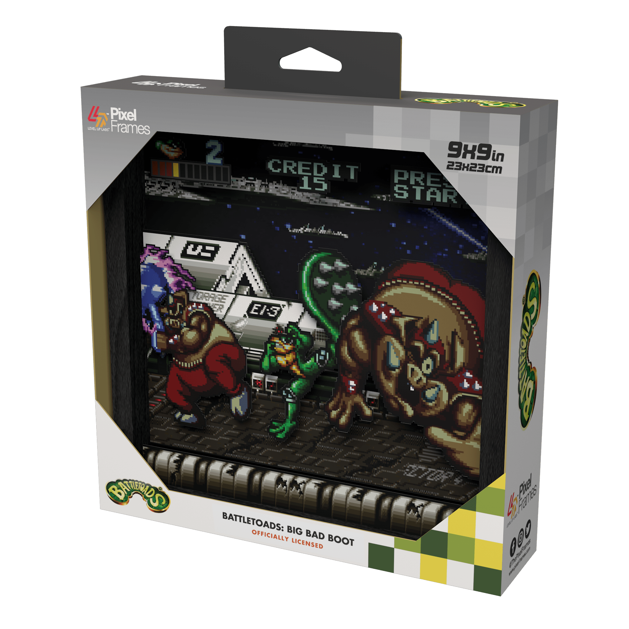 Battletoads: Big bad boot video game (1994) shadow box art officially licensed 9x9 inch (23x23cm) | Pixel Frames - 6