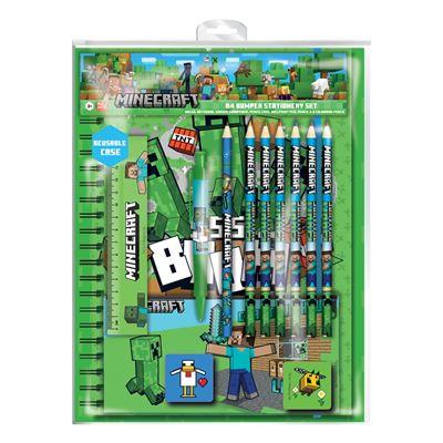 Minecraft characters A4 bumper school stationery set officially licensed | Pyramid