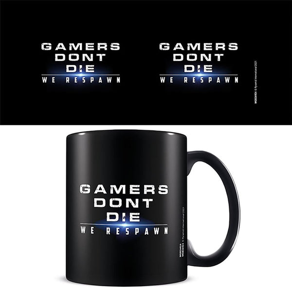 Gamers Don't Die slogan official mug 11oz/315ml black ceramic | Pyramid