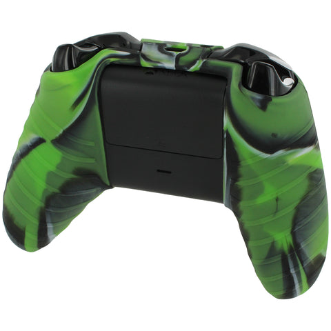 ZedLabz soft silicone rubber skin grip cover for Xbox One controller with ribbed handle - camo green