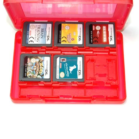 Game case holder for Nintendo 3DS, 2DS & DS game cartridges box travel 24 in 1 storage - Red | ZedLabz