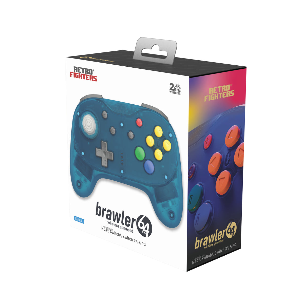 Brawler64 Pro wireless controller for Nintendo 64 N64, Swicth, Switch 2, PC gamepad - Ice Blue | Retro Fighters