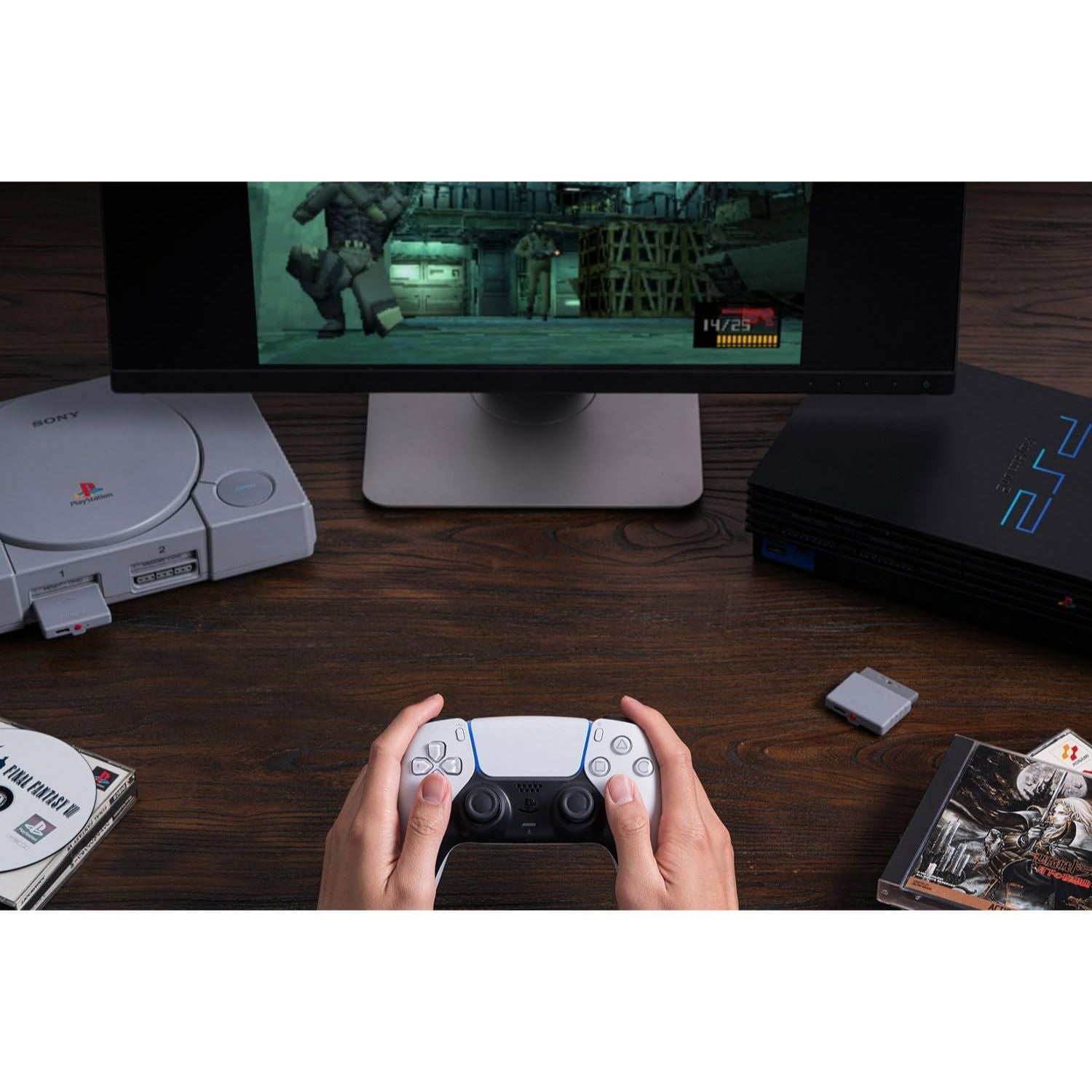 Bluetooth Retro Receiver for Sony PS1 & PS2, Compatible with Xbox Series Controller, Xbox One Bluetooth Controller, Switch Pro & PS5/PS4 Controller | 8BitDo - 8