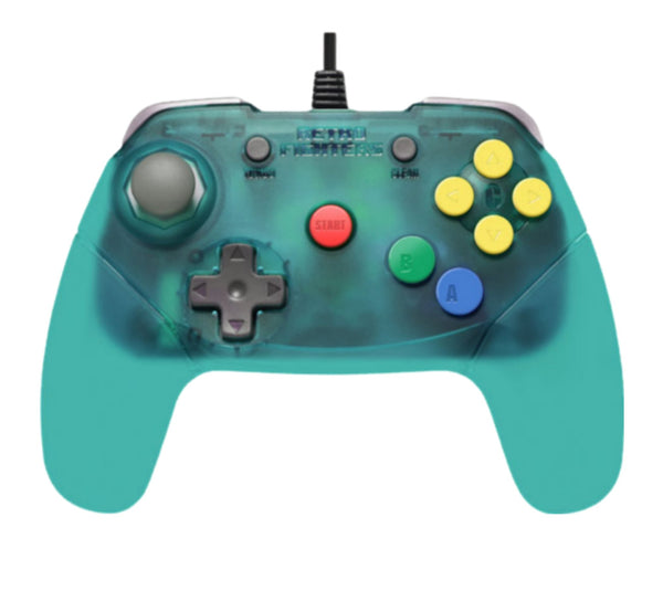 Brawler64 V2 wired Controller gamepad for Nintendo 64 [N64] - Clear Blue | Retro Fighters