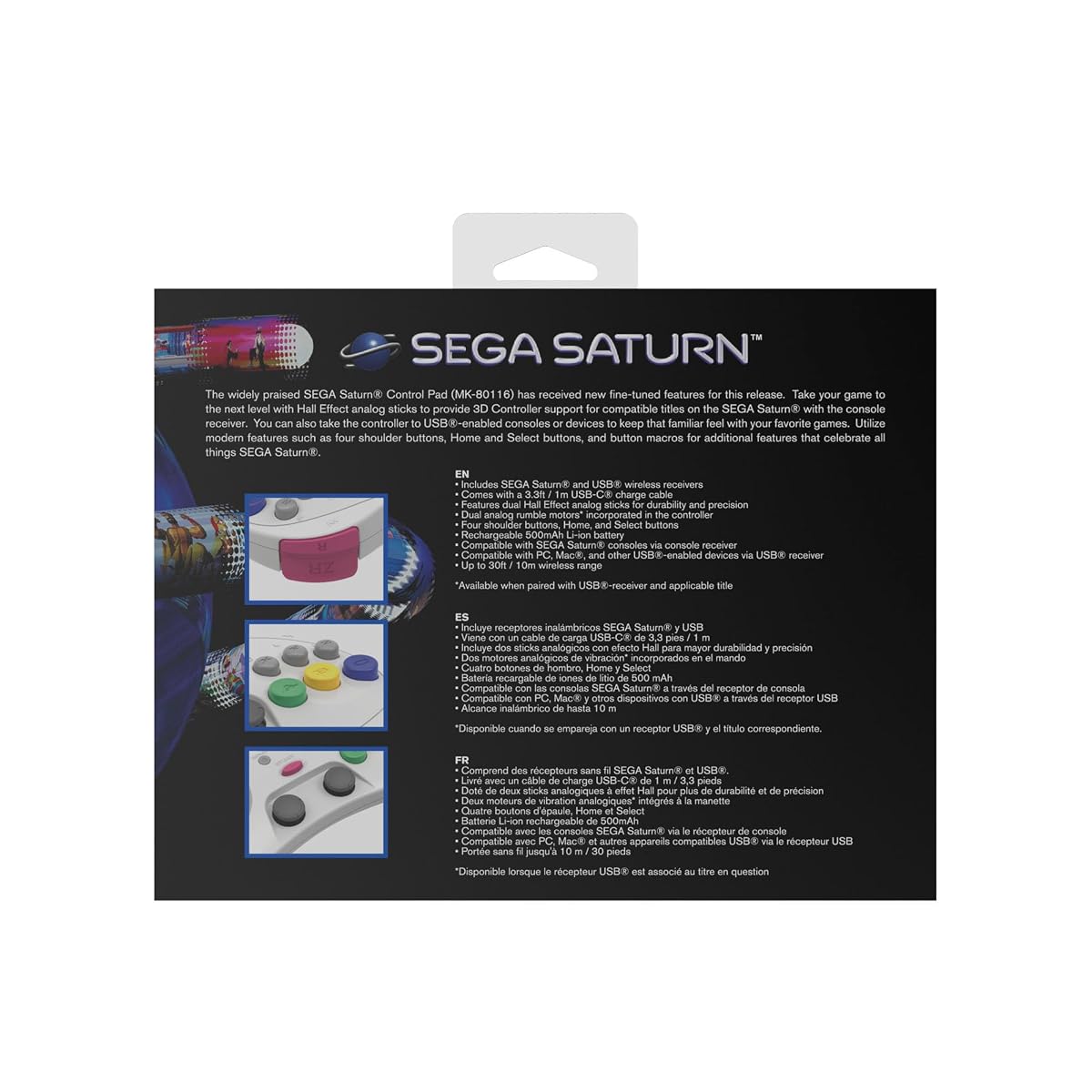 Retro-Bit SEGA Saturn 2.4GHz Wireless PRO Controller - White | Retro-Bit