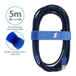 Charging cable for Sony PS4 controller Ultra 5m gold plated braided inc cable tidy & bag | ZedLabz