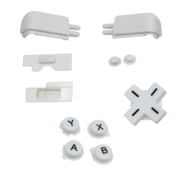 Button set for DS Lite Nintendo inc D-Pad, A B X Y, triggers & volume power slider - white | ZedLabz
