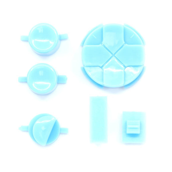 Button Set For Sega Game Gear - Pastel Blue & Black Pivot Ball | Retro Modding