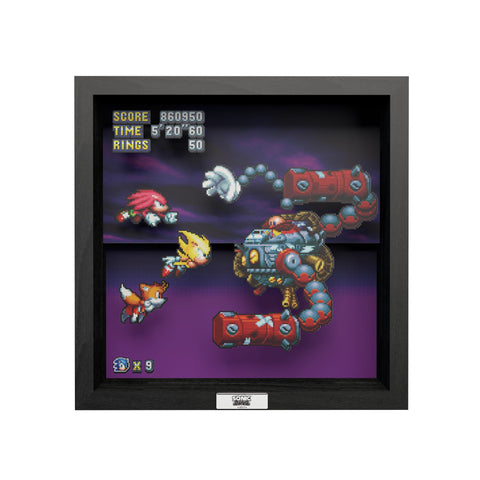 Sonic the Hedgehog Heroes Vs. Dr. Eggman scene video game (2017) shadow box art officially licensed 9x9 inch (23x23cm) | Pixel Frames