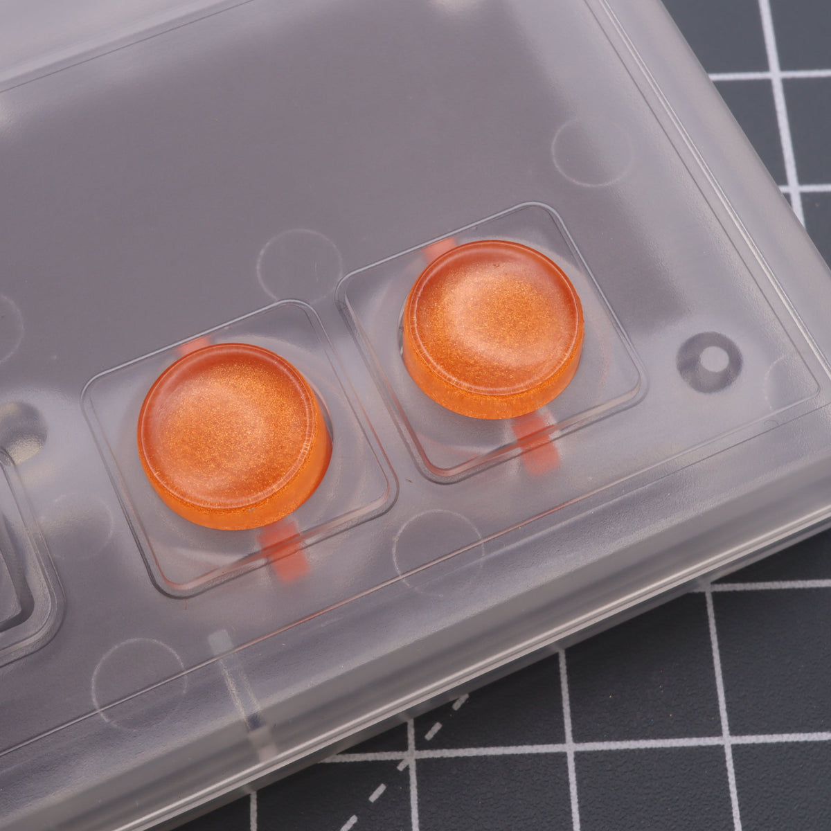 Hand cast custom resin buttons for Nintendo NES controller NES-004 (also fits Game Boy DMG-01) - Orange Candy | Lab Fifteen Co