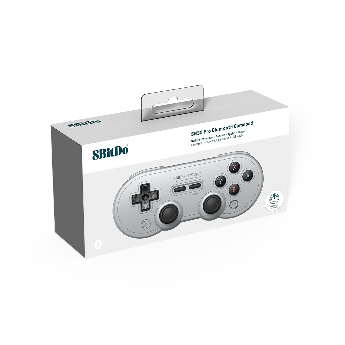 SN30 Pro Bluetooth controller with Hall Effect sticks for Switch, Windows, macOS, Android & Steam Deck - Grey Edition | 8BitDo