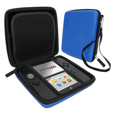Zedlabz hard protective eva travel carry case for Nintendo 2DS with built in game storage - blue REFURB
