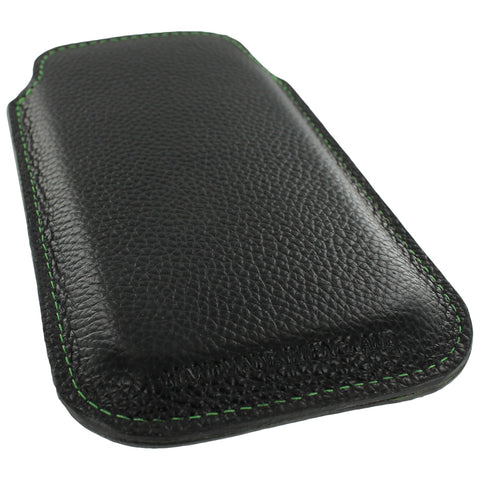 Real leather slip case for iPhone SE 5 5s Made In England - Black & Green | ZedLabz