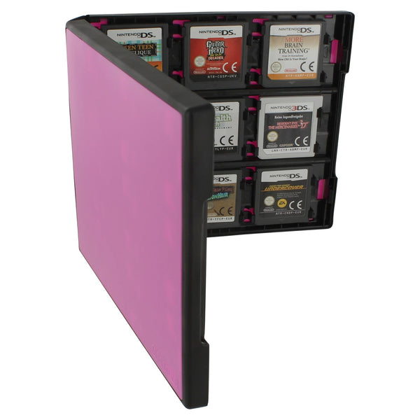 Cartridge case for 3DS & DS Nintendo 18 in 1 game travel storage protective hard box – Black & Pink | ZedLabz