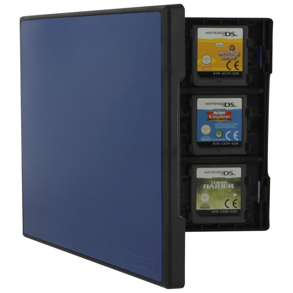 Cartridge case for 3DS & DS Nintendo 18 in 1 game travel storage protective hard box – Black & Royal Blue | ZedLabz