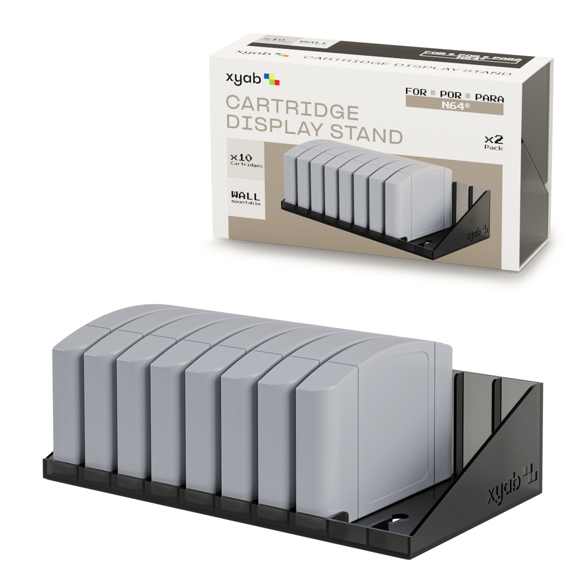 Cartridge display stand for Nintendo 64 N64 games - 2 pack smoked (holds 20) | XYAB - 1