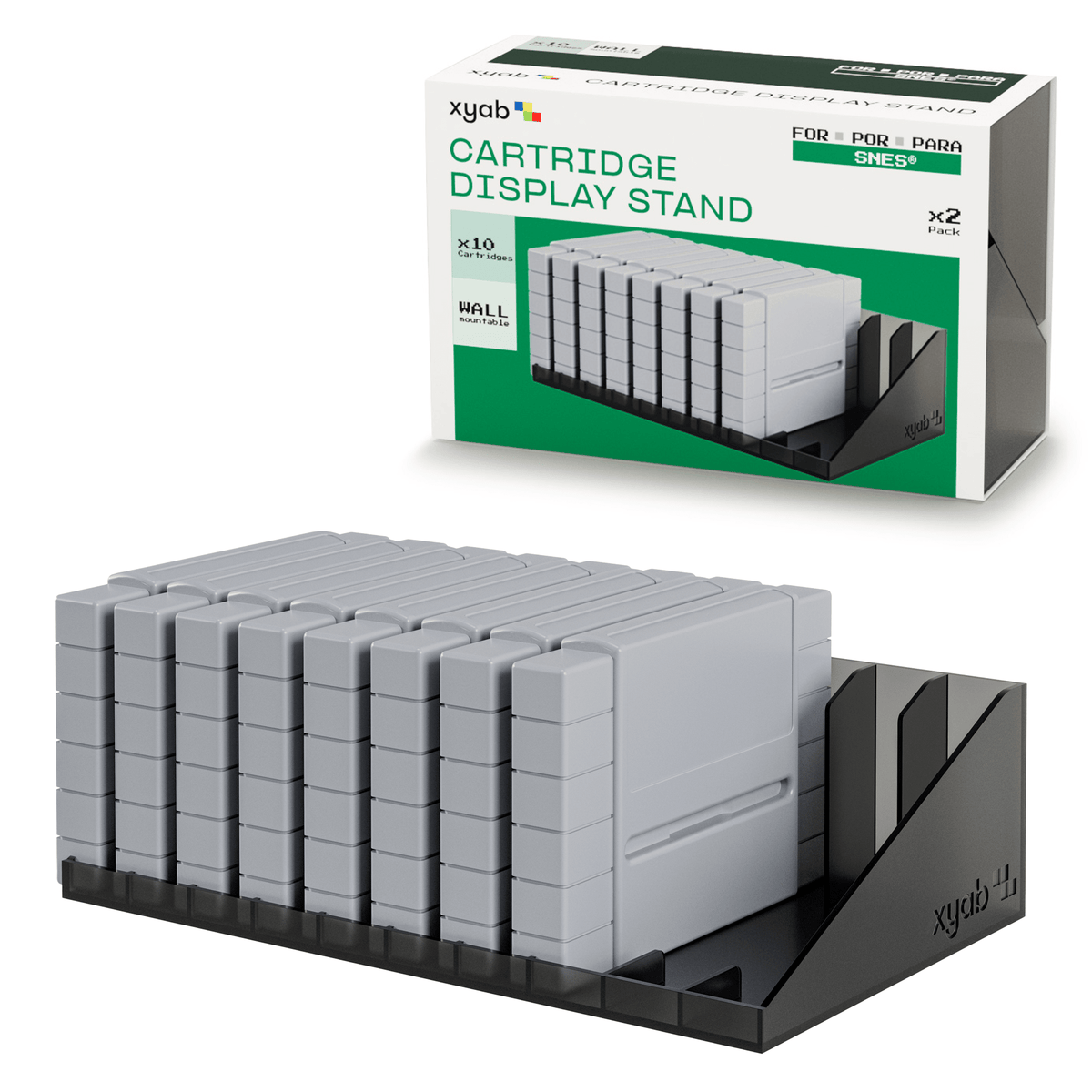 Cartridge display stand for Nintendo SNES games - 2 pack smoked (holds 20) | XYAB - 1