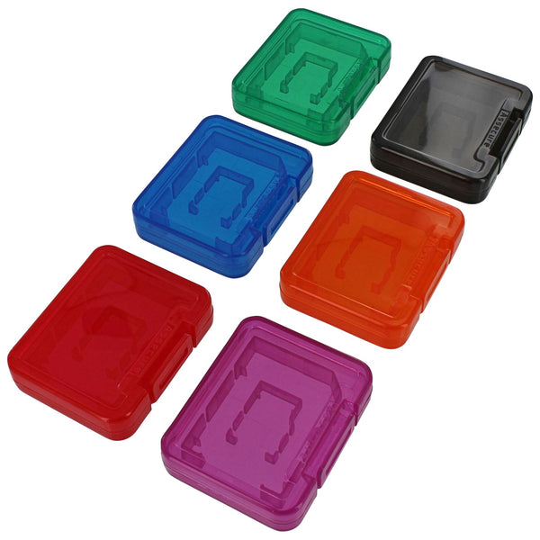 Cases for SD SDHC & Micro SD memory cards tough plastic storage holder covers - 6 pack Clear Multi Colour | ZedLabz