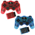 Controller for Sony PlayStation 2 PS2 wireless RF double shock vibration - 2 pack Red & Blue | ZedLabz