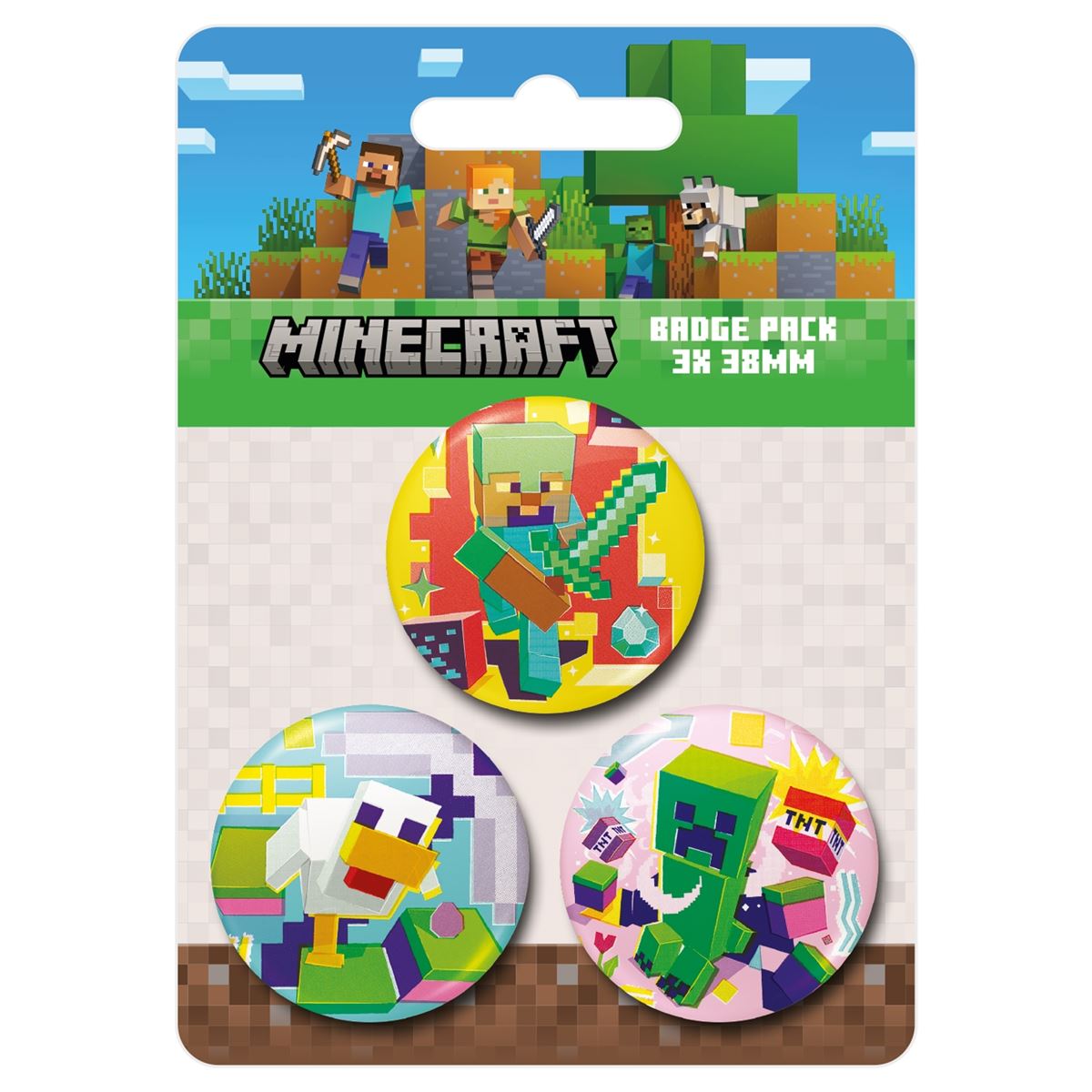 Minecraft characters official enamel badge pack of 3 pin badges | Pyramid