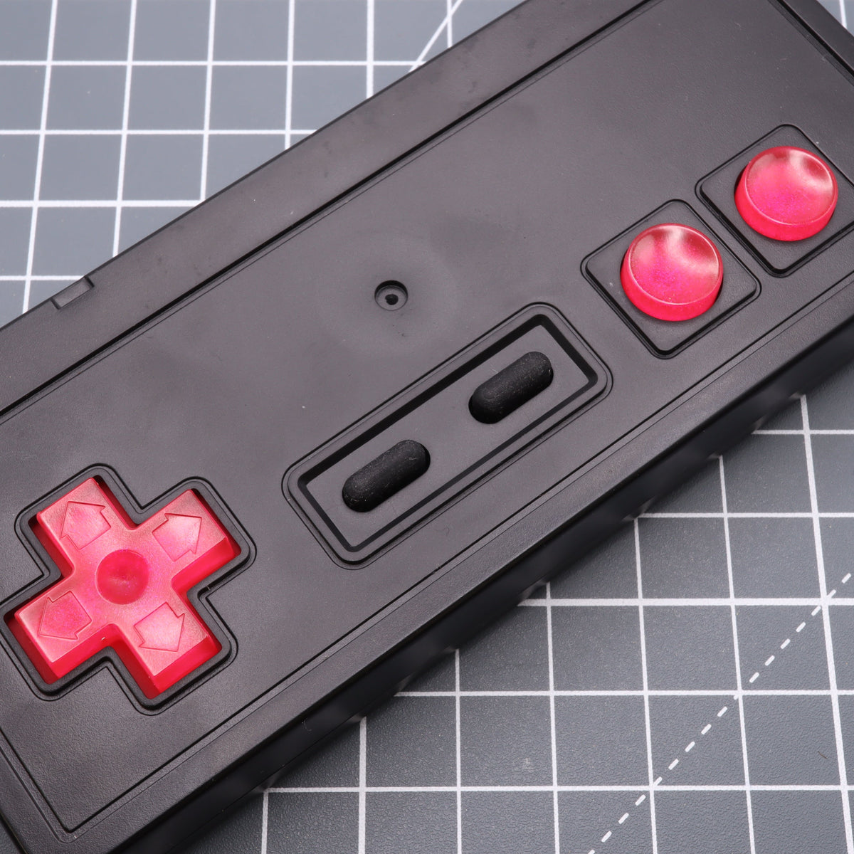 Hand cast custom resin buttons for Nintendo NES controller NES-004 (also fits Game Boy DMG-01) - Raspberry Candy | Lab Fifteen Co