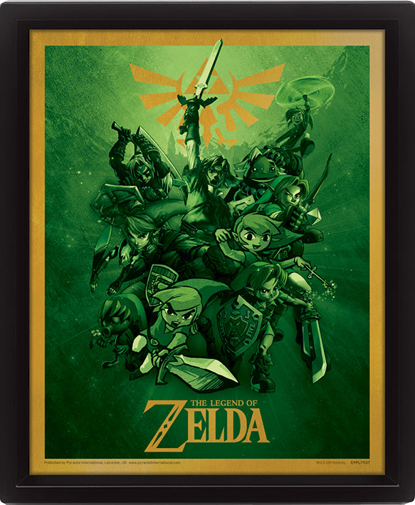 The Legend of Zelda Link framed 3D lenticular print 20 x 25cm | Pyramid