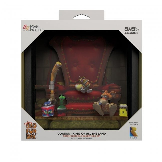Conker: King of the Land video game (2001) shadow box art officially licensed 9x9 inch (23x23cm) | Pixel Frames - 5