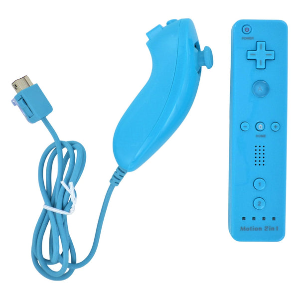 Controller for Nintendo Wii with Nunchuk wireless Motion Plus & silicone case & wrist strap - Blue | ZedLabz