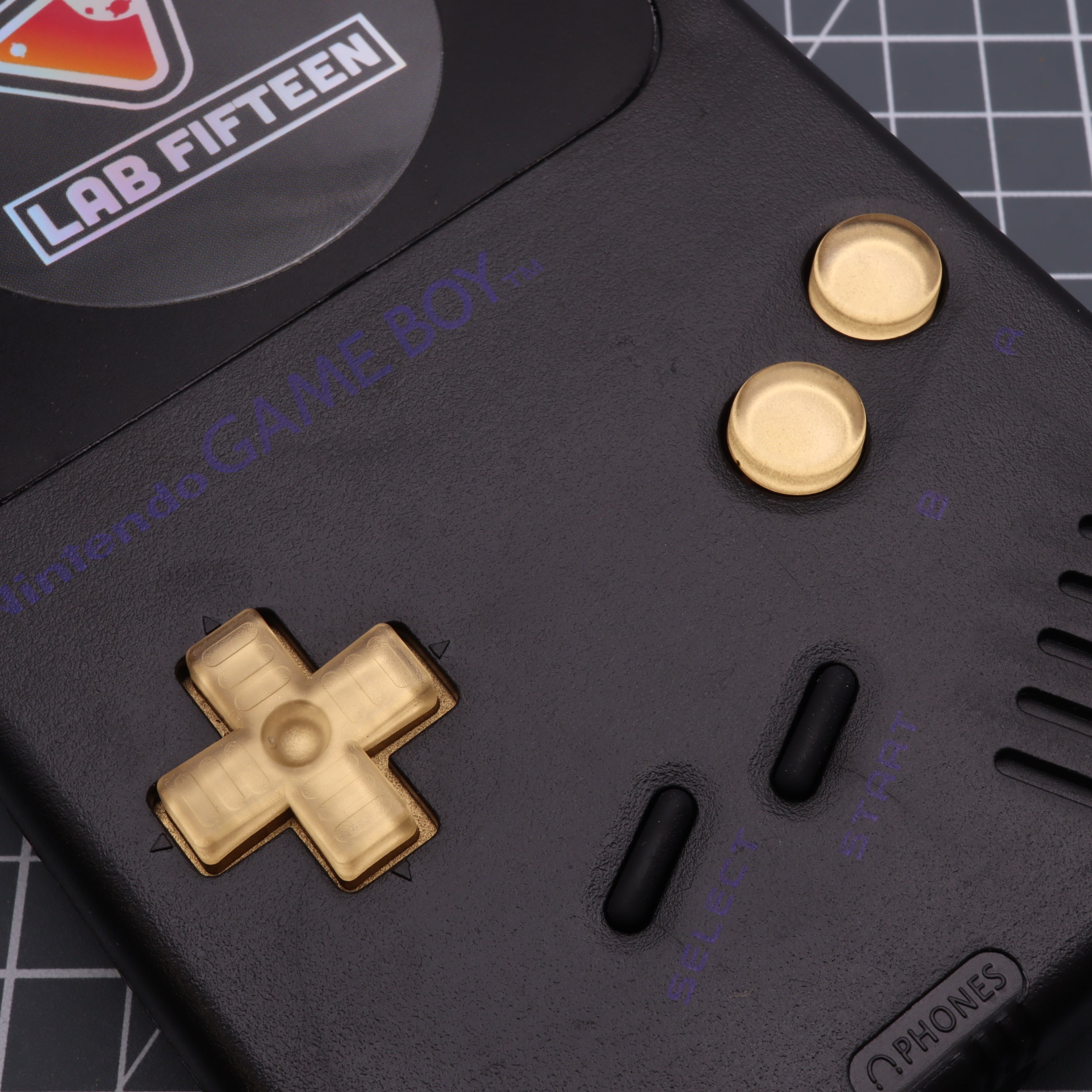 Hand cast resin buttons for Nintendo Game Boy Original DMG-01 (Game Boy Classic) - Metallic gold | Lab Fifteen Co