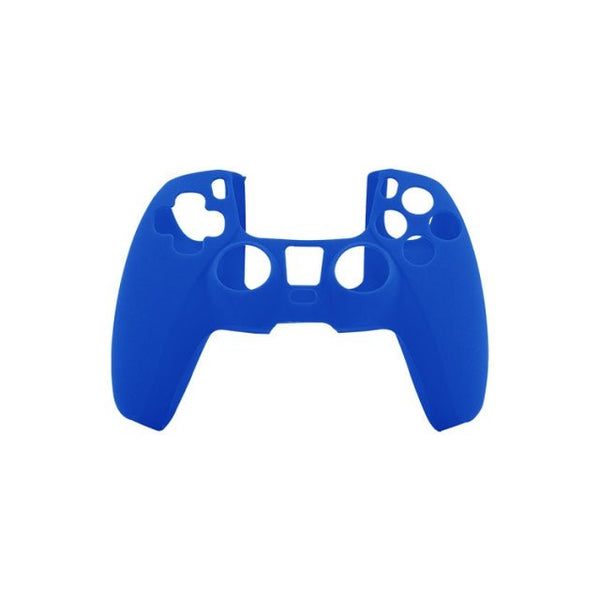 Cover grip for Sony PS5 controller soft silicone rubber skin with ribbed handle - Blue | ZedLabz