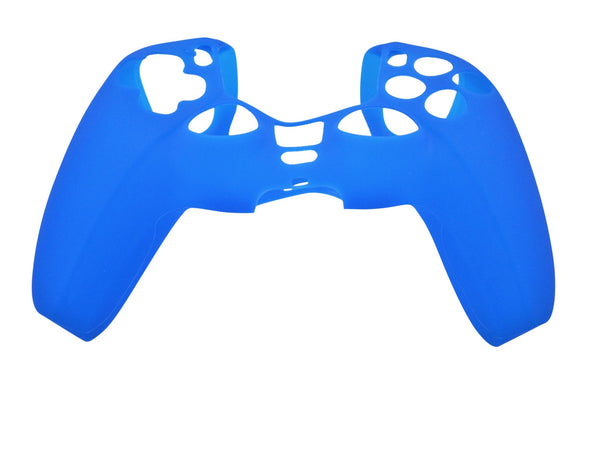 Cover grip for Sony PS5 controller soft silicone rubber skin with ribbed handle - Blue | ZedLabz