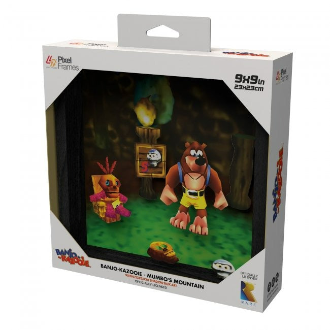 Banjo & Kazooie Mumbo's Mountain (1998) shadow box art officially licensed 9x9 inch (23x23cm) | Pixel Frames
