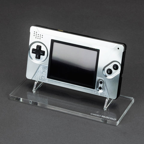 Display stand for Nintendo Game Boy Macro XL handheld console - Crystal Clear | Rose Colored Gaming